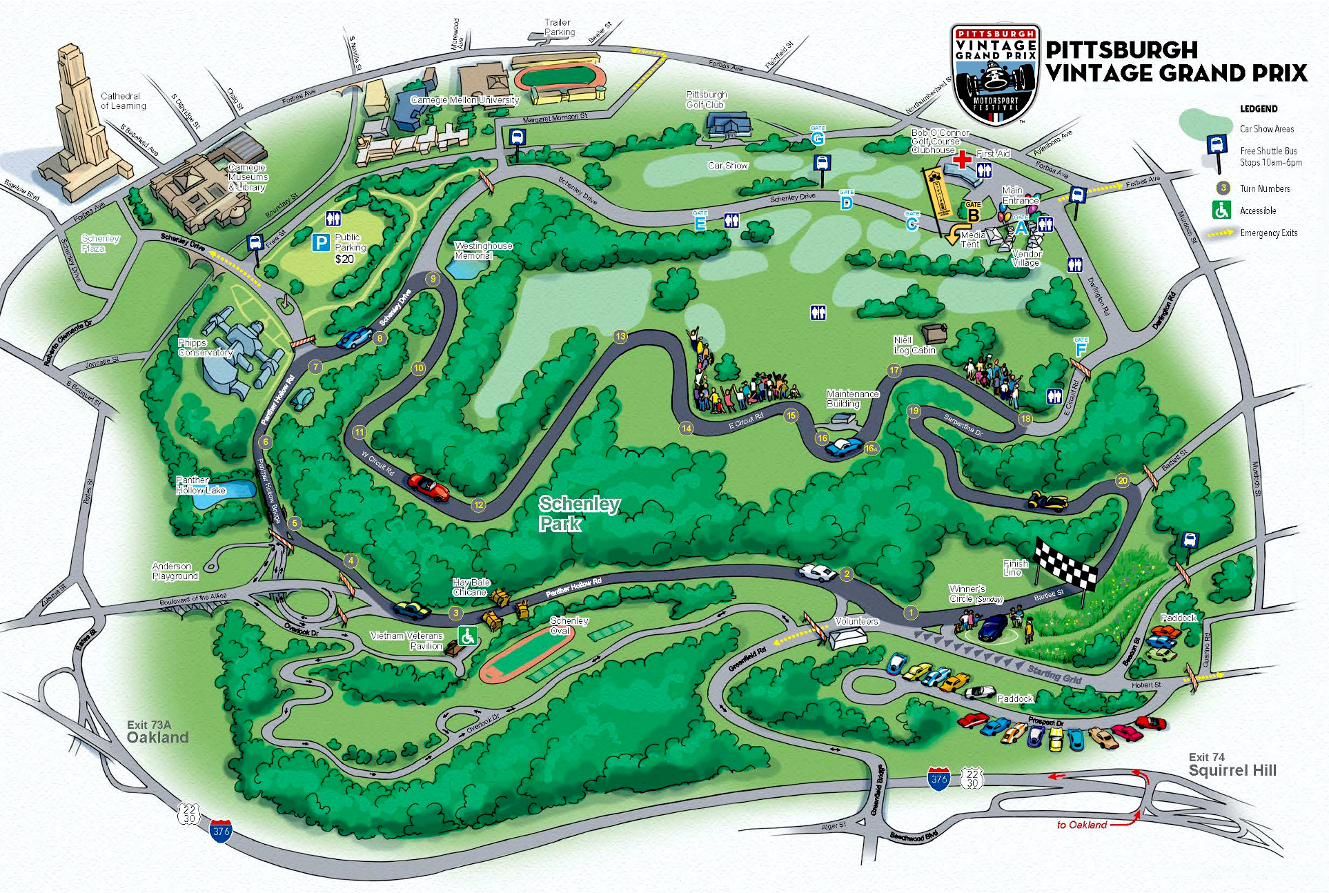Schenley Park track map, Gate B